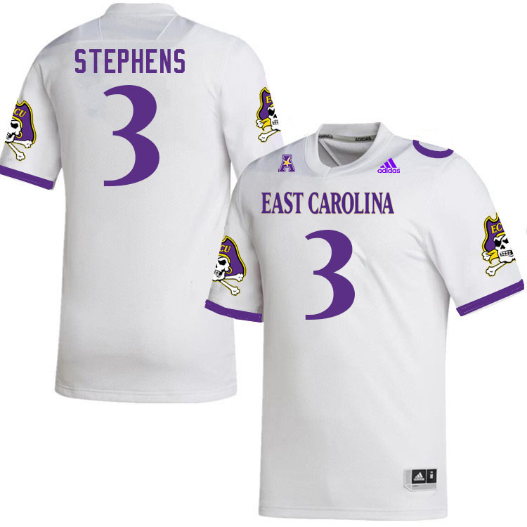 Men #3 Chad Stephens ECU Pirates 2023 College Football Jerseys Stitched-White